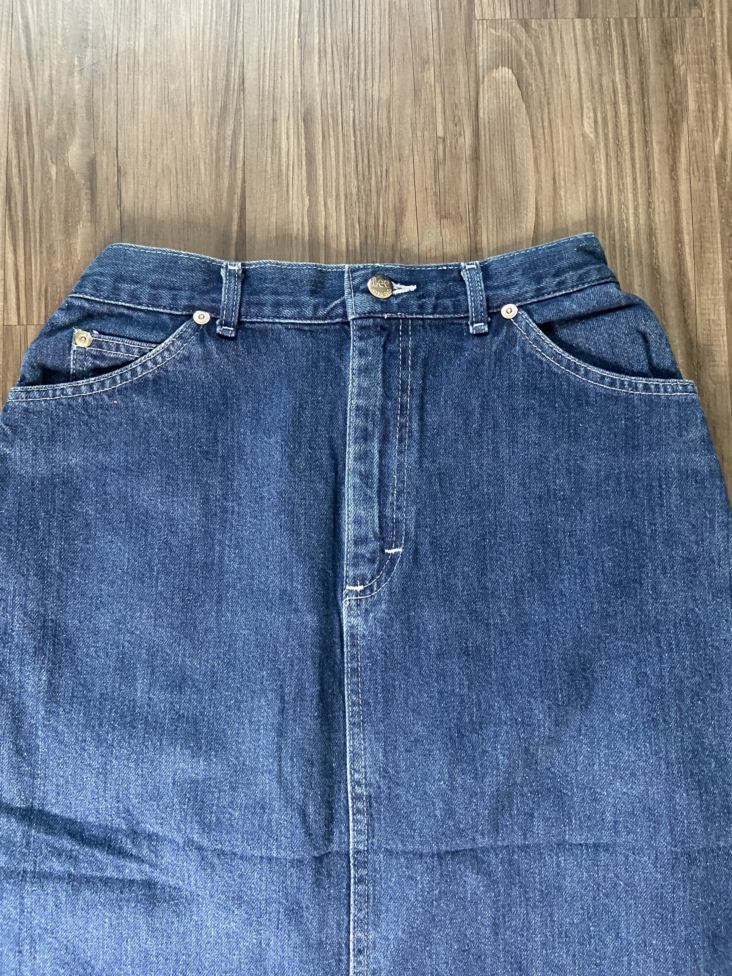 Vintage Lee Riders Zipper Fly Denim Blue Jean Skirt with Sexy